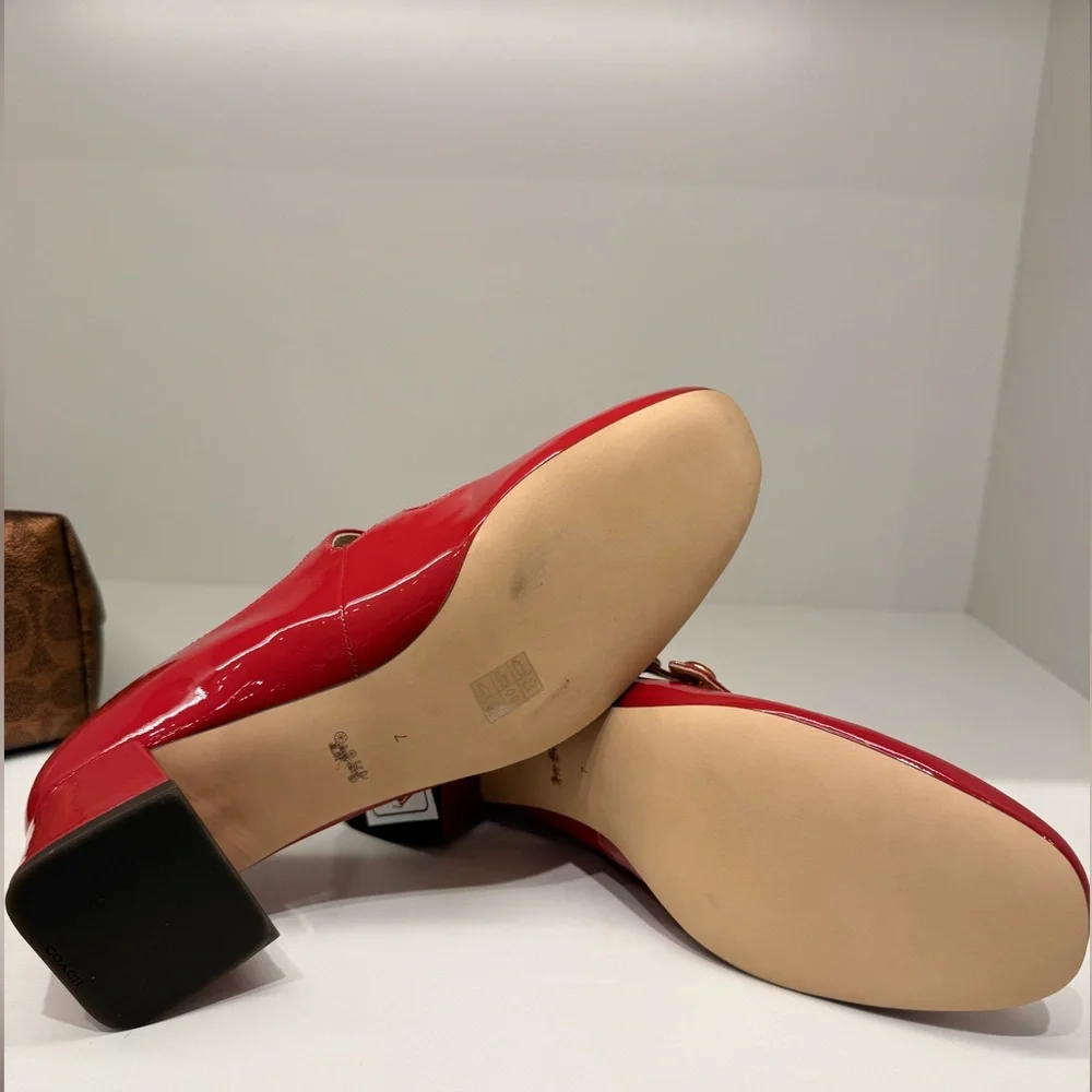 Coach Red Patent Leather Mary Jane Heels